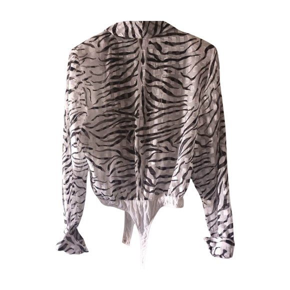 Women's L Cache Tiger Striped Chiffon Bodysuit - Picture 16 of 17